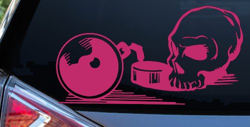 Skull Ball and Chain Car or Truck Window Decal Sticker (Hot Pink)