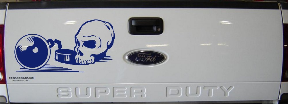 Skull Ball and Chain Car or Truck Window Decal Sticker (Navy)