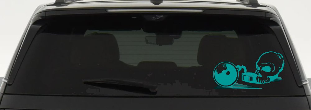 Skull Ball and Chain Car or Truck Window Decal Sticker (Turquoise)