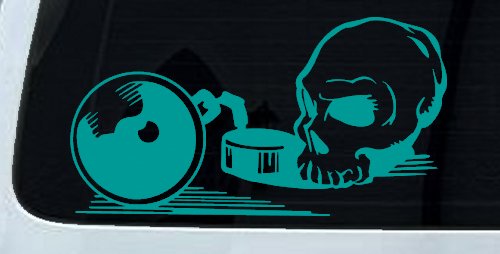 Skull Ball and Chain Car or Truck Window Decal Sticker (Turquoise)