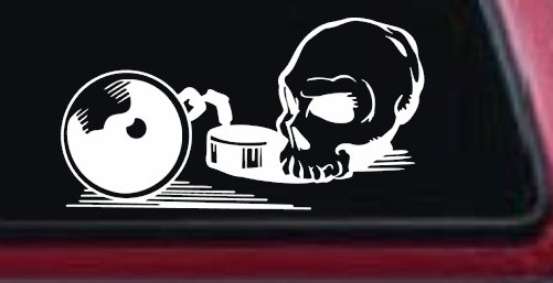 Skull Ball and Chain Car or Truck Window Decal Sticker (White)