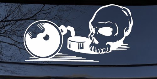 Skull Ball Chain Car Truck Decal Vinyl Sticker Window Graphic Art (White)