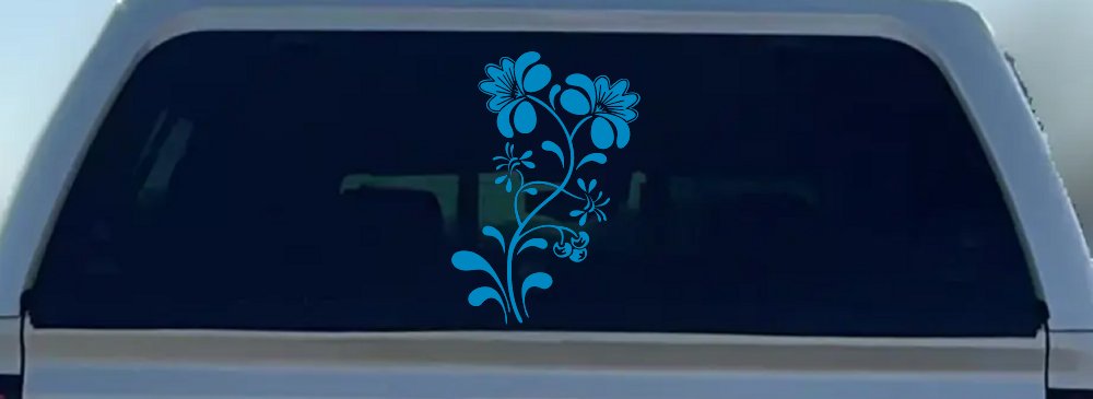 Swirl Leaf Flowers And Vines Car or Truck Window Decal Sticker (Blue)