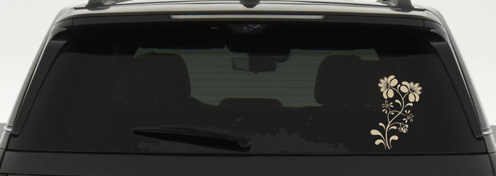 Swirl Leaf Flowers And Vines Car or Truck Window Decal Sticker (Desert Sand)