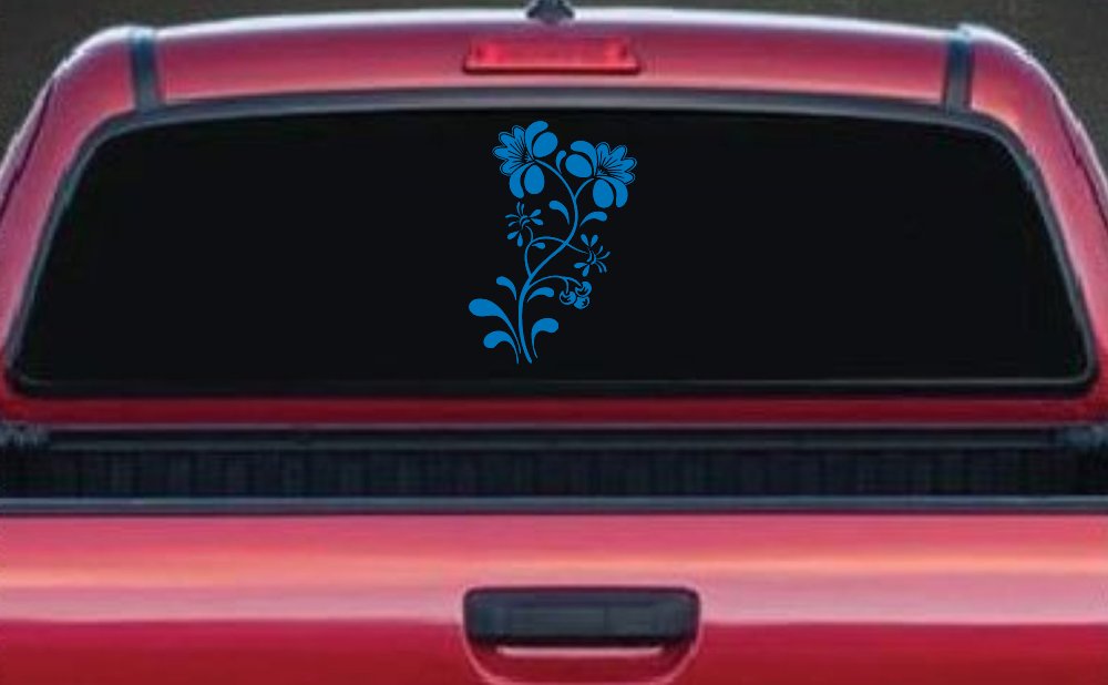 Swirl Leaf Flower Vine Car Truck Decal Sticker Window Art Vinyl (Sky Blue)