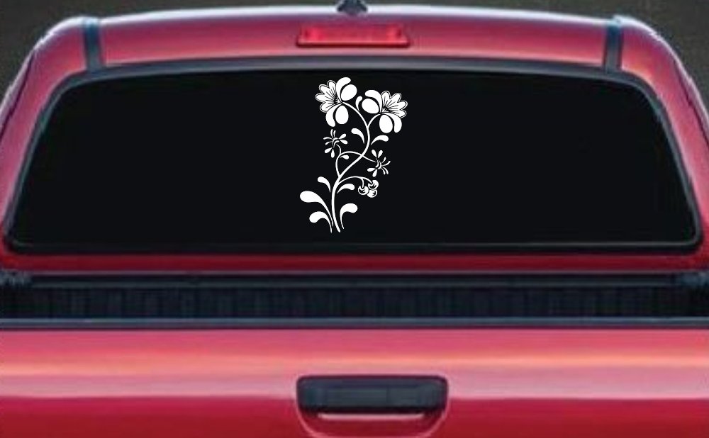 Swirl Leaf Flowers And Vines Car or Truck Window Decal Sticker (White)