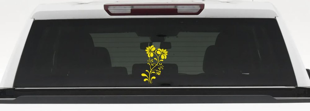 Swirl Leaf Flower Vine Car Truck Decal Sticker Window Art Vinyl (Yellow)