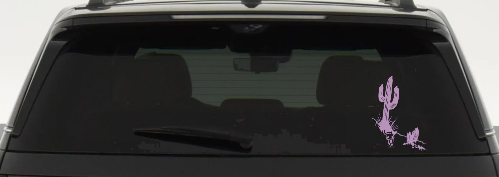 Cactus and Long Horn Skull Western Car or Truck Window Decal Sticker (Lilac)