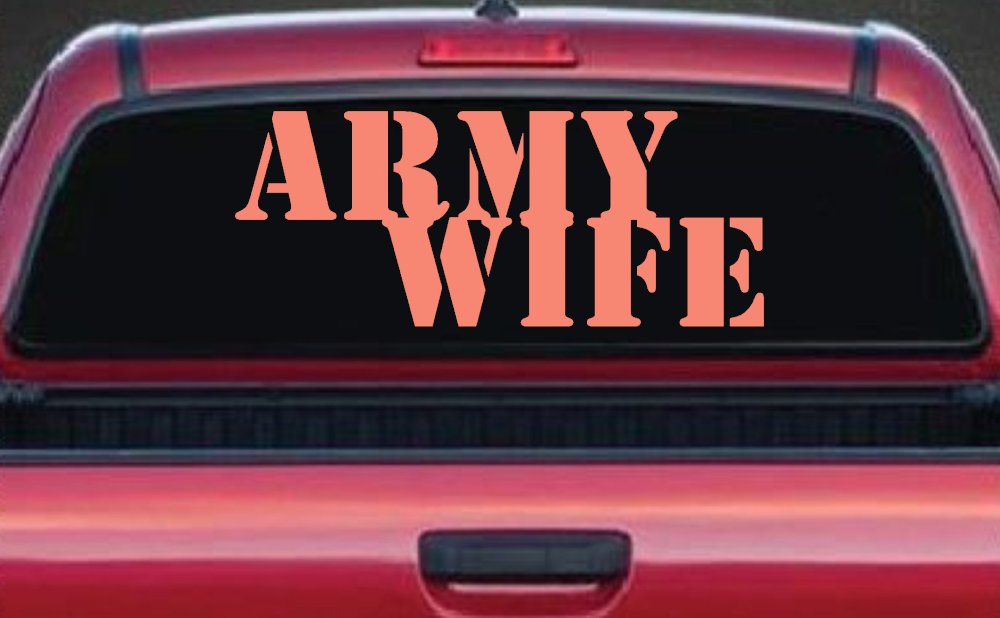 Army Wife Military Car or Truck Window Decal Sticker (Coral)
