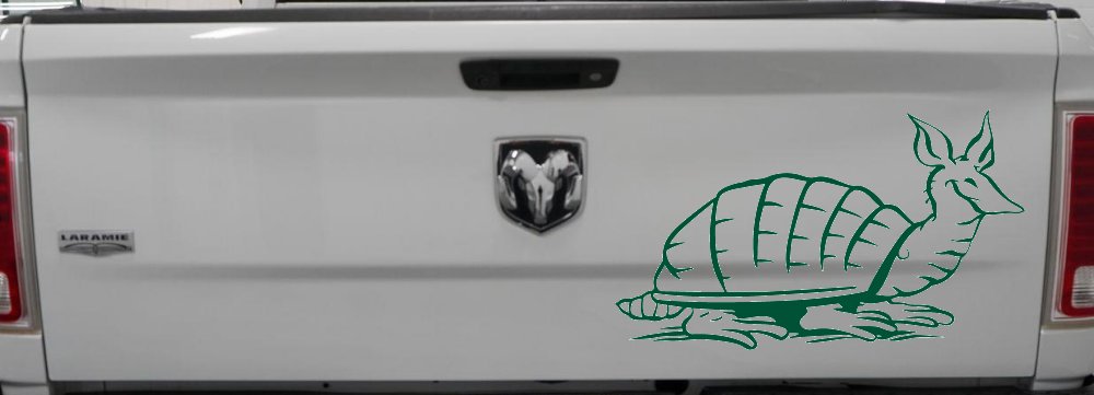 Armadillo Car or Truck Window Decal Sticker (Dark Green)