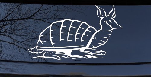 Armadillo Car or Truck Window Decal Sticker (White)