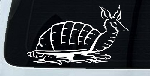 Armadillo Car or Truck Window Decal Sticker (White)