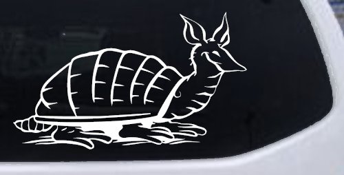 Armadillo Car or Truck Window Decal Sticker (White)