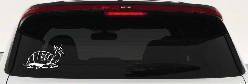 Armadillo Car or Truck Window Decal Sticker (White)