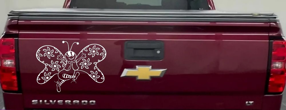 Cute Butterfly with Flowers Butterflies Car or Truck Window Decal Sticker