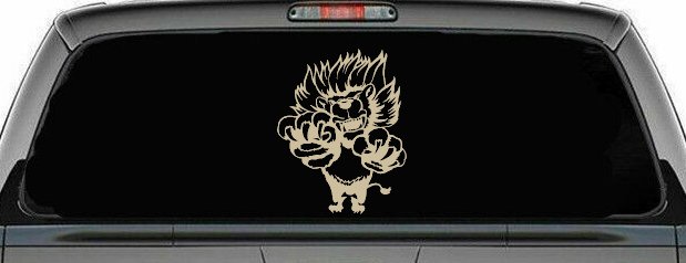 Pouncing Lion Decal for Car Truck Window - Roaring Vinyl Sticker (Desert Sand)