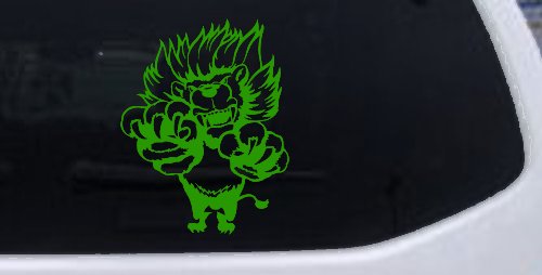 Pouncing Attacking Lion Car or Truck Window Decal Sticker (Lime)