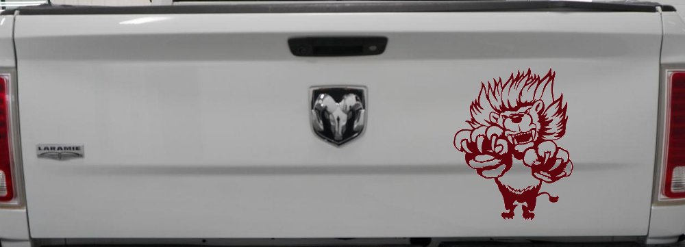 Pouncing Lion Decal for Car Truck Window - Roaring Vinyl Sticker (Purple Red)