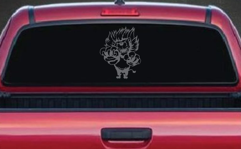 Pouncing Attacking Lion Car or Truck Window Decal Sticker (Silver)