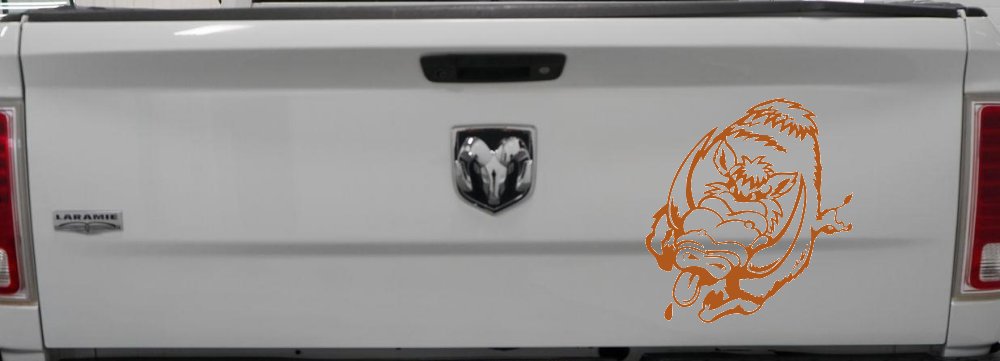 Wild Boar Hog Charging Car or Truck Window Decal Sticker (Nut Brown)
