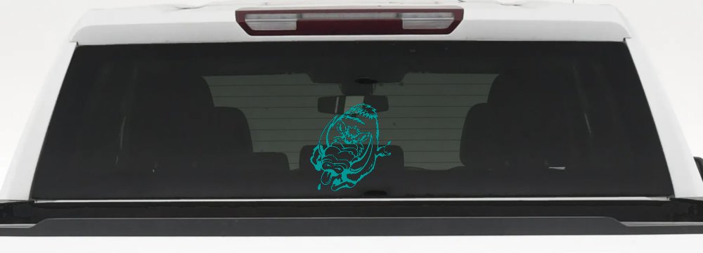 Wild Boar Hog Charging Car or Truck Window Decal Sticker (Turquoise)