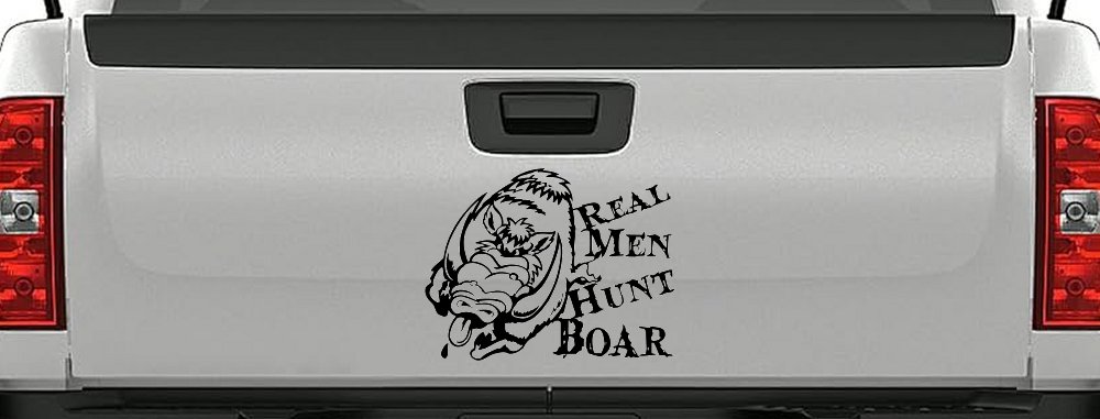 Real Men Hunt Boar Hunting Car or Truck Window Decal Sticker (Black)