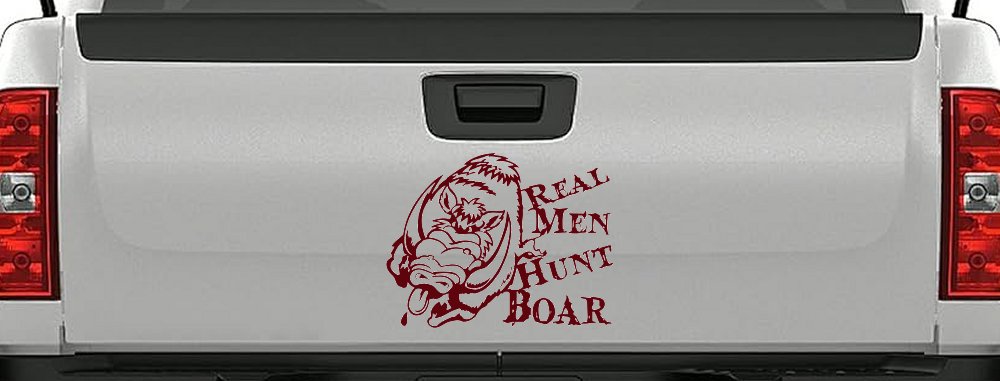 Real Men Hunt Boar Hunting Car or Truck Window Decal Sticker (Purple Red)