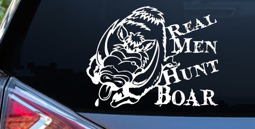 Real Men Hunt Boar Hunting Car or Truck Window Decal Sticker