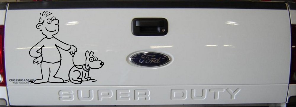 Man and Dog Stick Family Car or Truck Window Decal Sticker (Black)