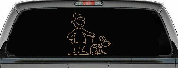Man and Dog Stick Family Car or Truck Window Decal Sticker