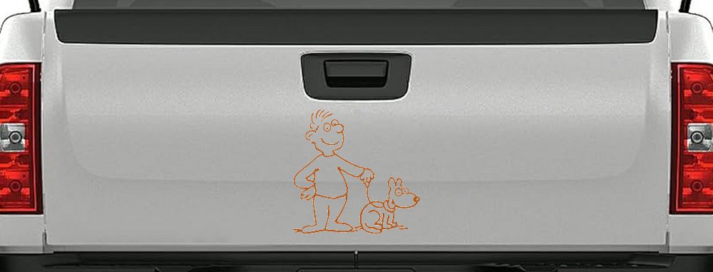 Man and Dog Stick Family Car or Truck Window Decal Sticker (Nut Brown)
