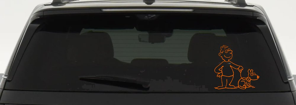 Man and Dog Stick Family Car or Truck Window Decal Sticker