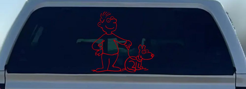 Man and Dog Stick Family Car or Truck Window Decal Sticker