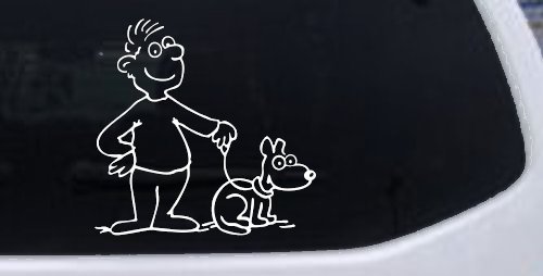 Man and Dog Stick Family Car or Truck Window Decal Sticker