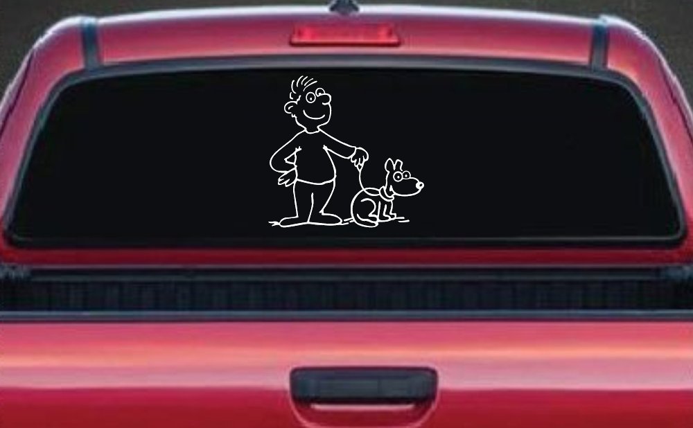 Man and Dog Stick Family Car or Truck Window Decal Sticker