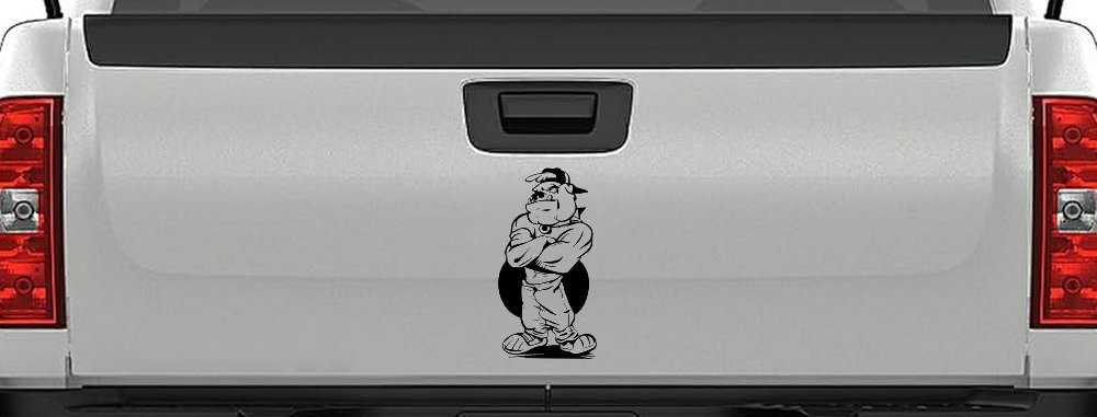 Bad Bull Dog Standing up Sports Car or Truck Window Decal Sticker (Black)