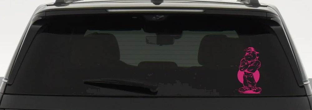 Bad Bull Dog Standing up Sports Car or Truck Window Decal Sticker (Hot Pink)