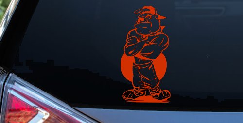 Bad Bull Dog Standing up Sports Car or Truck Window Decal Sticker (Orange Red)