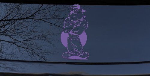 Bad Bull Dog Standing up Sports Car or Truck Window Decal Sticker (Purple)