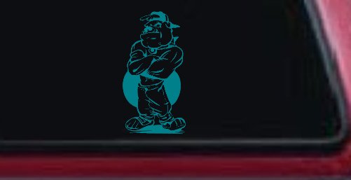 Bad Bull Dog Standing up Sports Car or Truck Window Decal Sticker (Turquoise Blue)