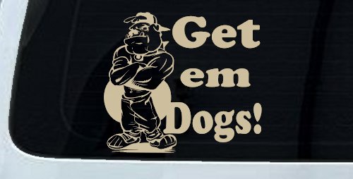 Get Em Dogs Bulldogs Sports Car or Truck Window Decal Sticker (Desert Sand)
