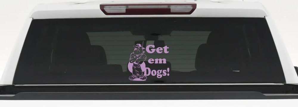 Get Em Dogs Bulldogs Sports Car or Truck Window Decal Sticker (Lilac)