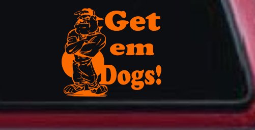 Get Em Dogs Bulldogs Car Truck Window Vinyl Decal Sticker (Orange)