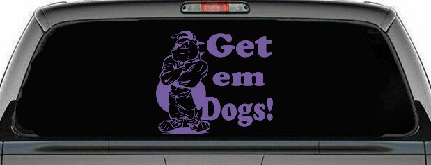Get Em Dogs Bulldogs Sports Car or Truck Window Decal Sticker (Purple)
