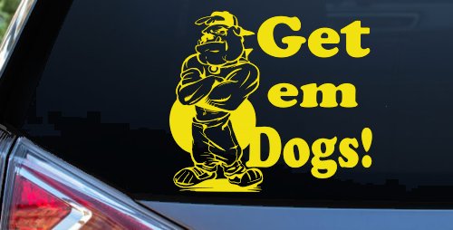 Get Em Dogs Bulldogs Sports Car or Truck Window Decal Sticker (Yellow)