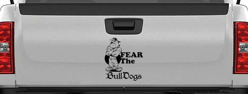 Fear The Bulldogs Decal Sports Car or Truck Window Decal Sticker (Black)