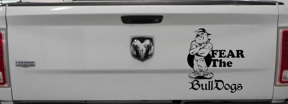 Fear The Bulldogs Decal Sports Car or Truck Window Decal Sticker (Black)
