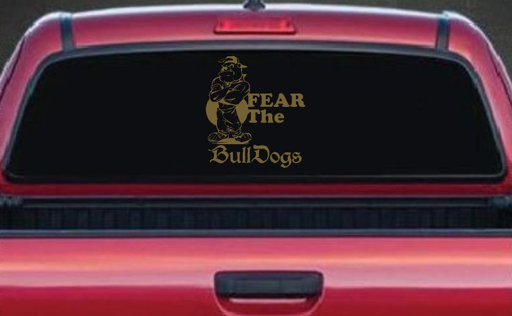 Fear The Bulldogs Decal Sports Car or Truck Window Decal Sticker (Gold)