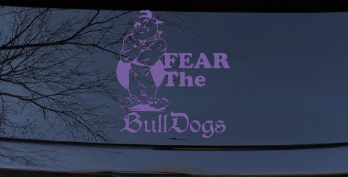 Fear The Bulldogs Decal Sports Car or Truck Window Decal Sticker (Purple)