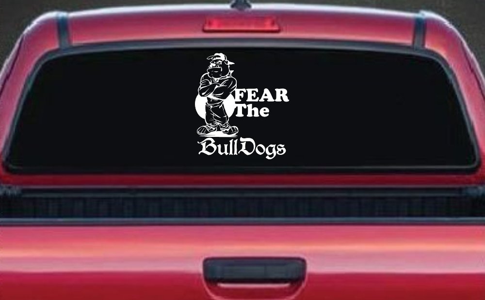 Fear The Bulldogs Decal Sports Car or Truck Window Decal Sticker (White)